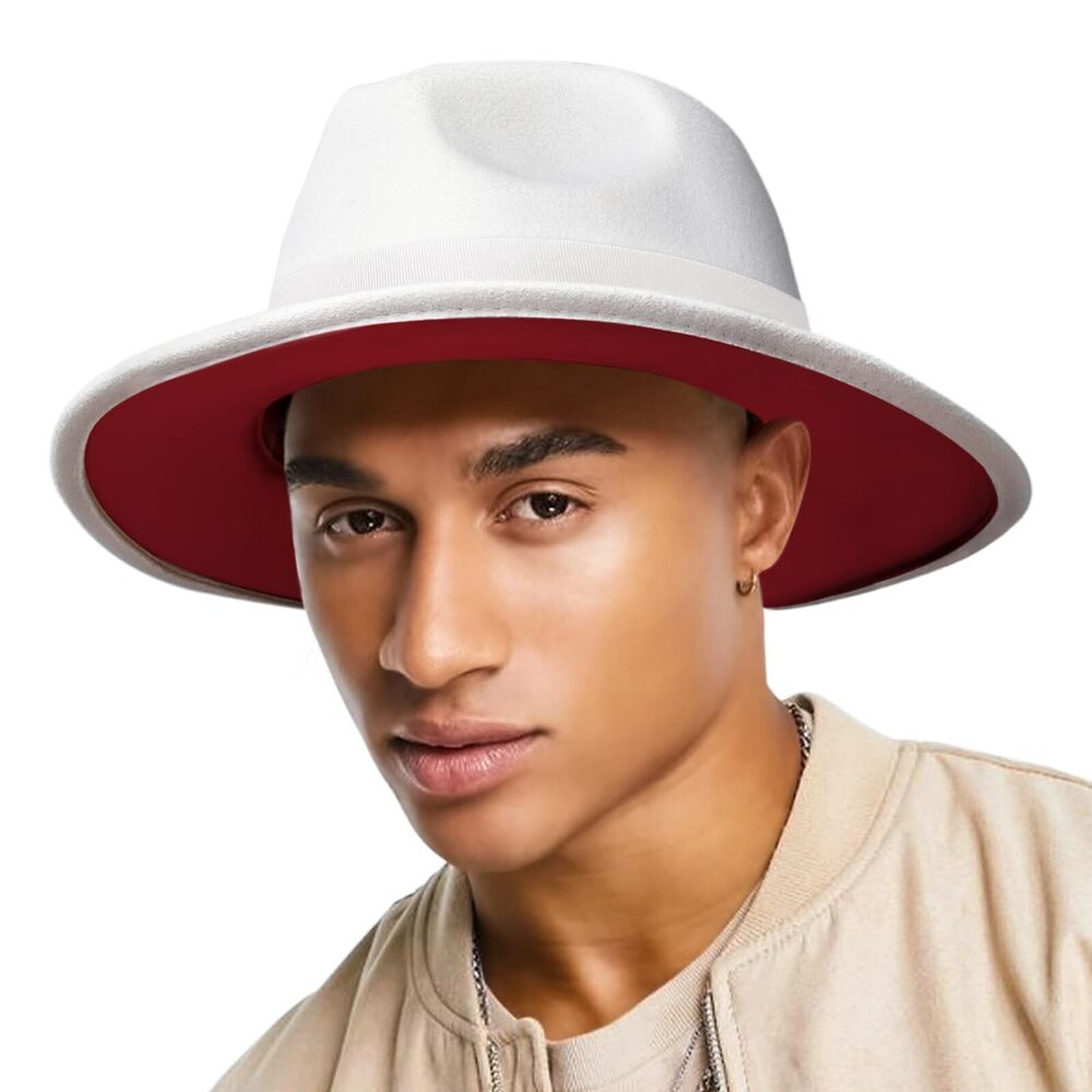 1228 Two Tone Fedora Hats and Wide Brim Fedora Hats Rancher Hat Panama Hat
